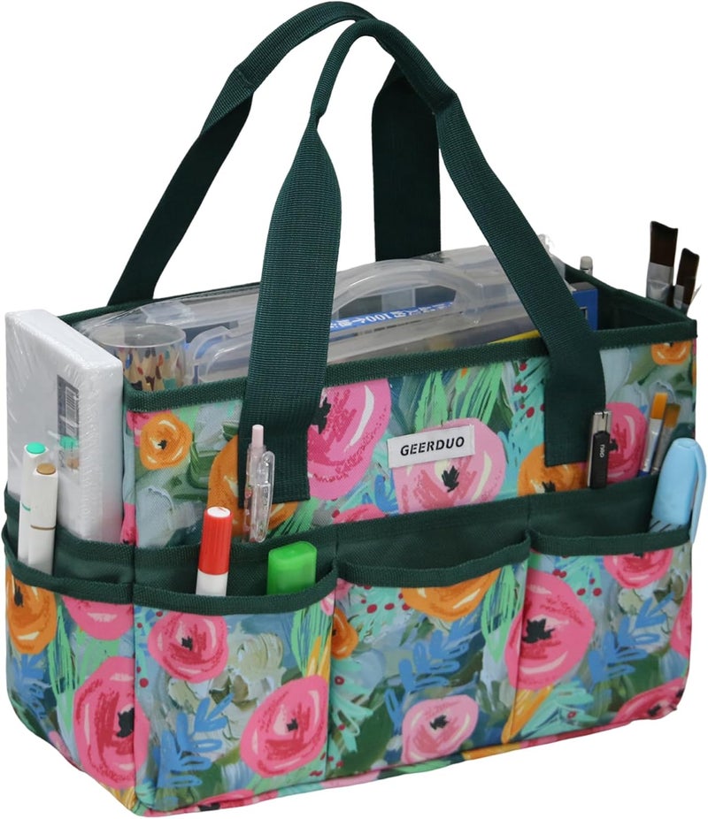 JLDTOP Store Craft Organizer Tote Bag Art Caddy with Multi-Pockets for Office Supplies Scrapbooking Sewing Storage - Image 1